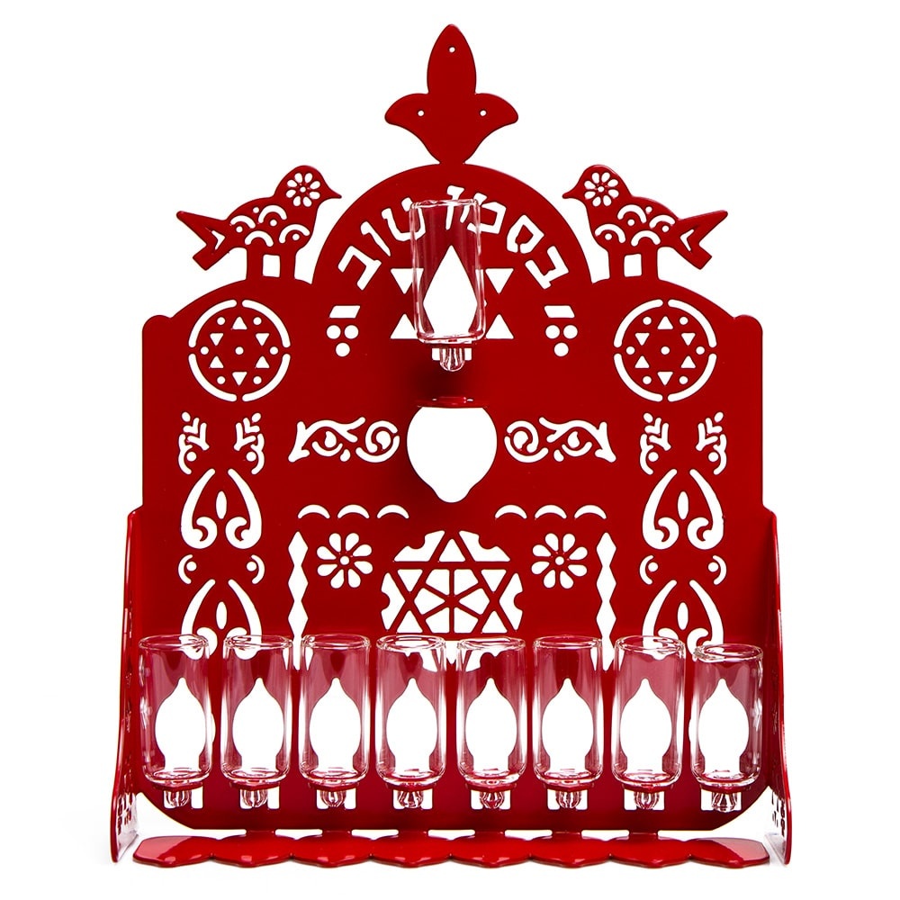 חנוכיית מזל טוב - אדום