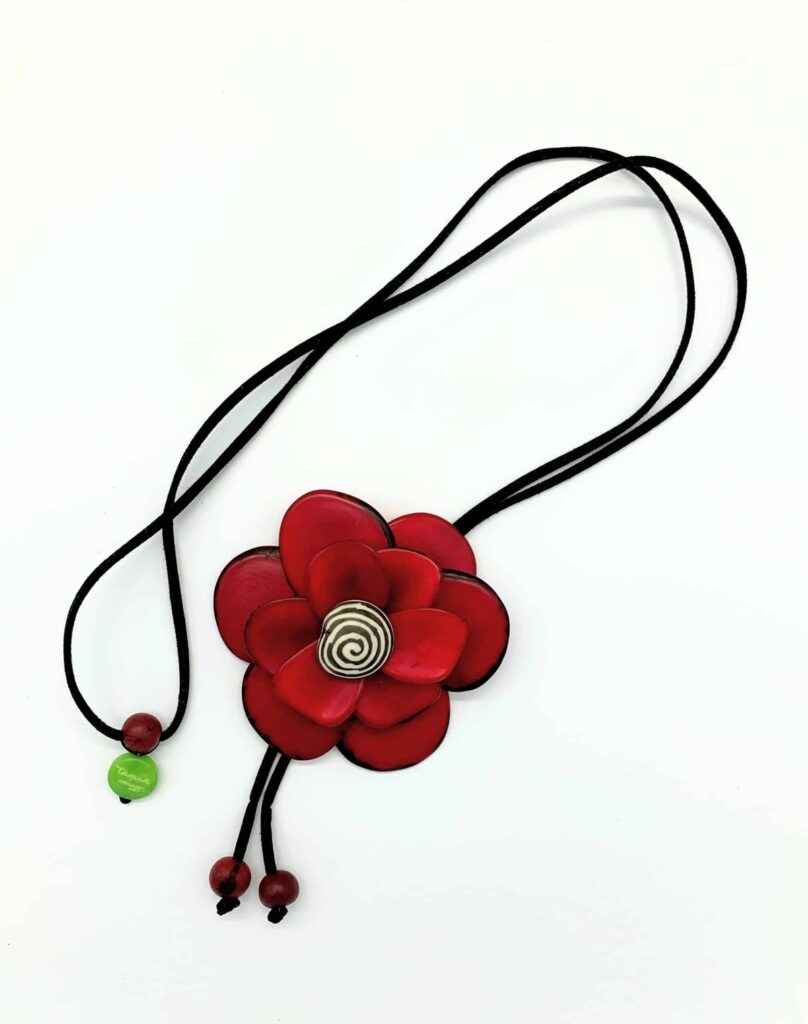 שרשרת פרח תלת-ממדי - אדום