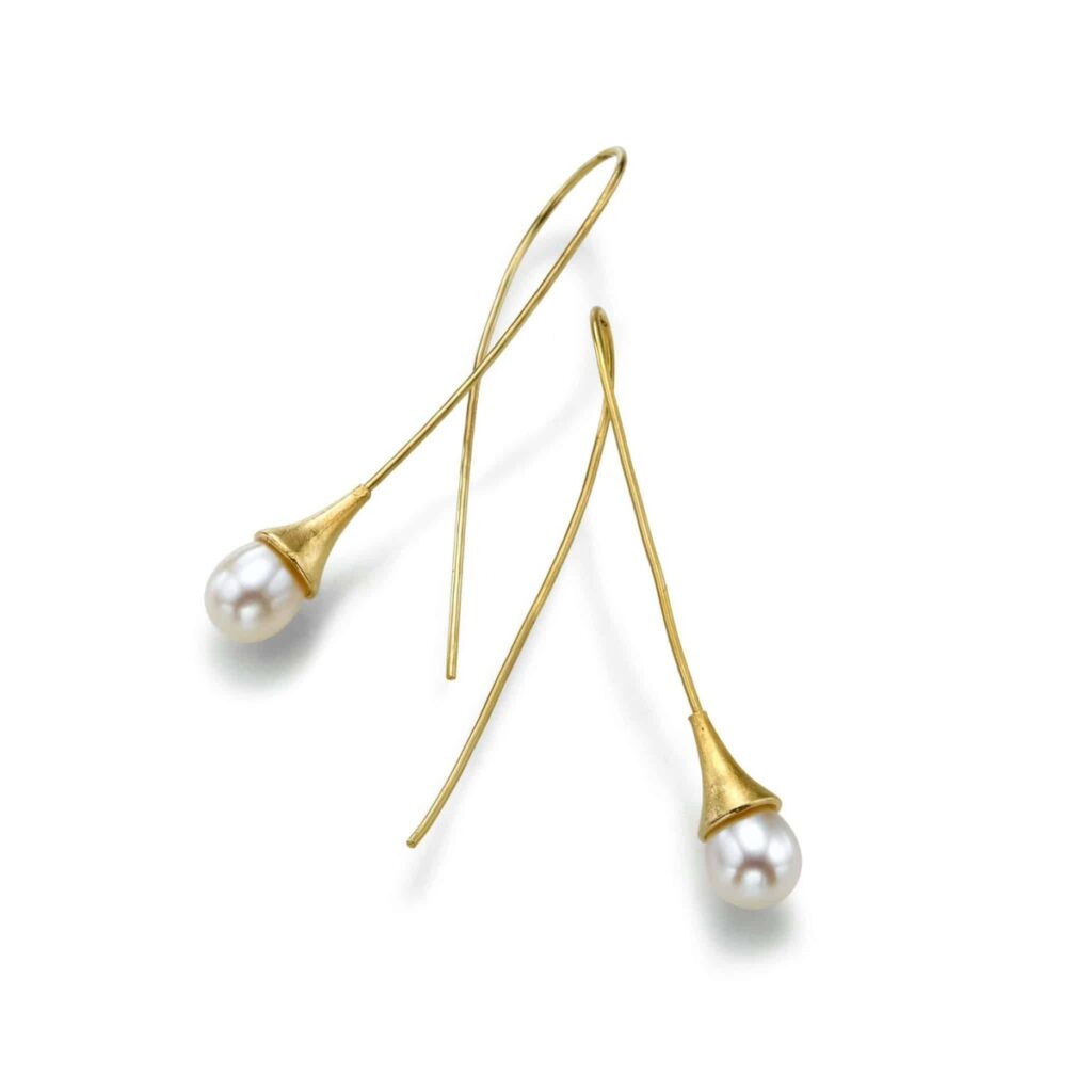 עגילי מיקימוטו פנינה וזהב