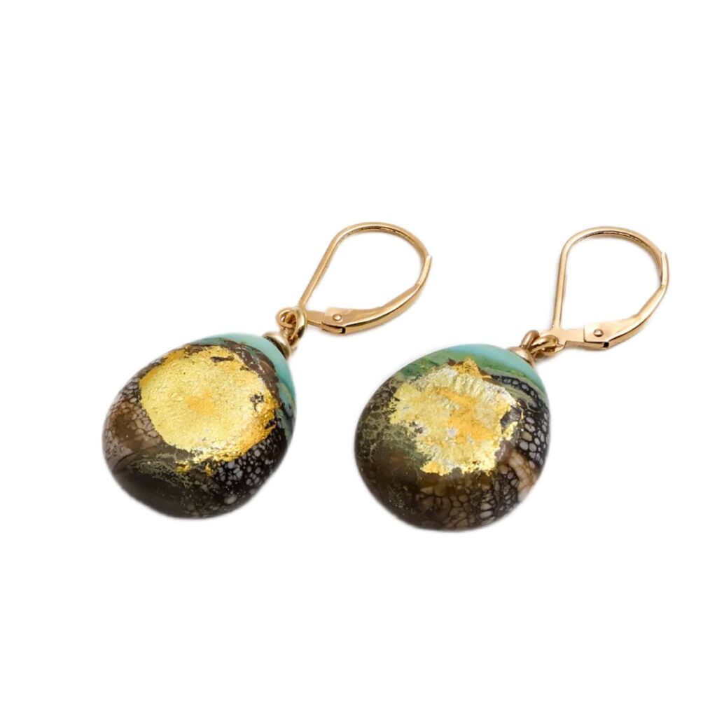 עגילי טיפות שטוחות - פיסול מזכוכית