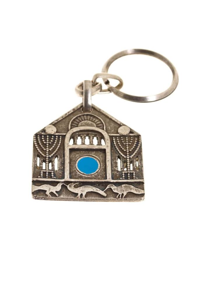 מחזיק מפתחות -  יודאיקה - מחזיק מפתחות טליסמן ציפוי כסף וטורקיז